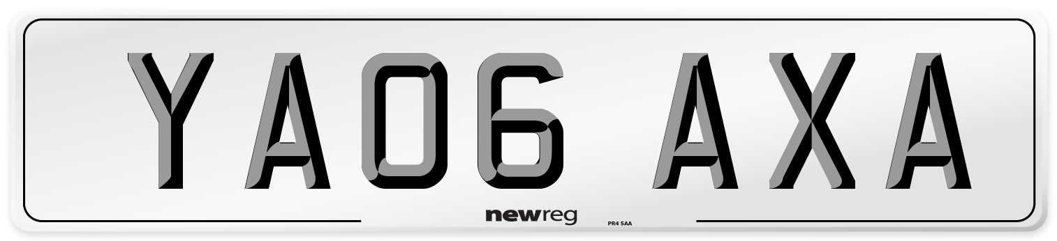YA06 AXA Number Plate from New Reg